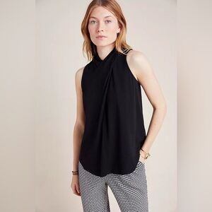 Anthropologie Maeve Raven Surplice Blouse Black Women Size 2